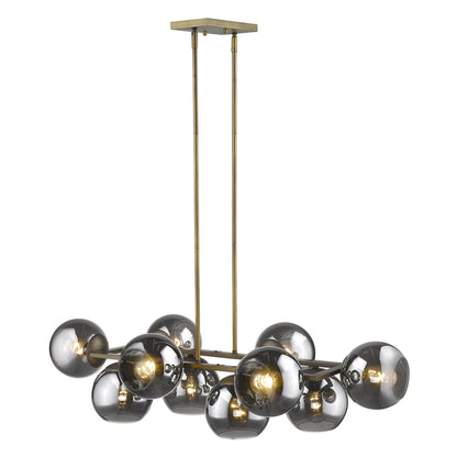 Lunette 10-Light Aged Brass Pendant