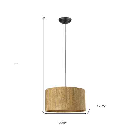 Matte Black Cork Shade Modern 1 Light Hanging Pendent Lamp