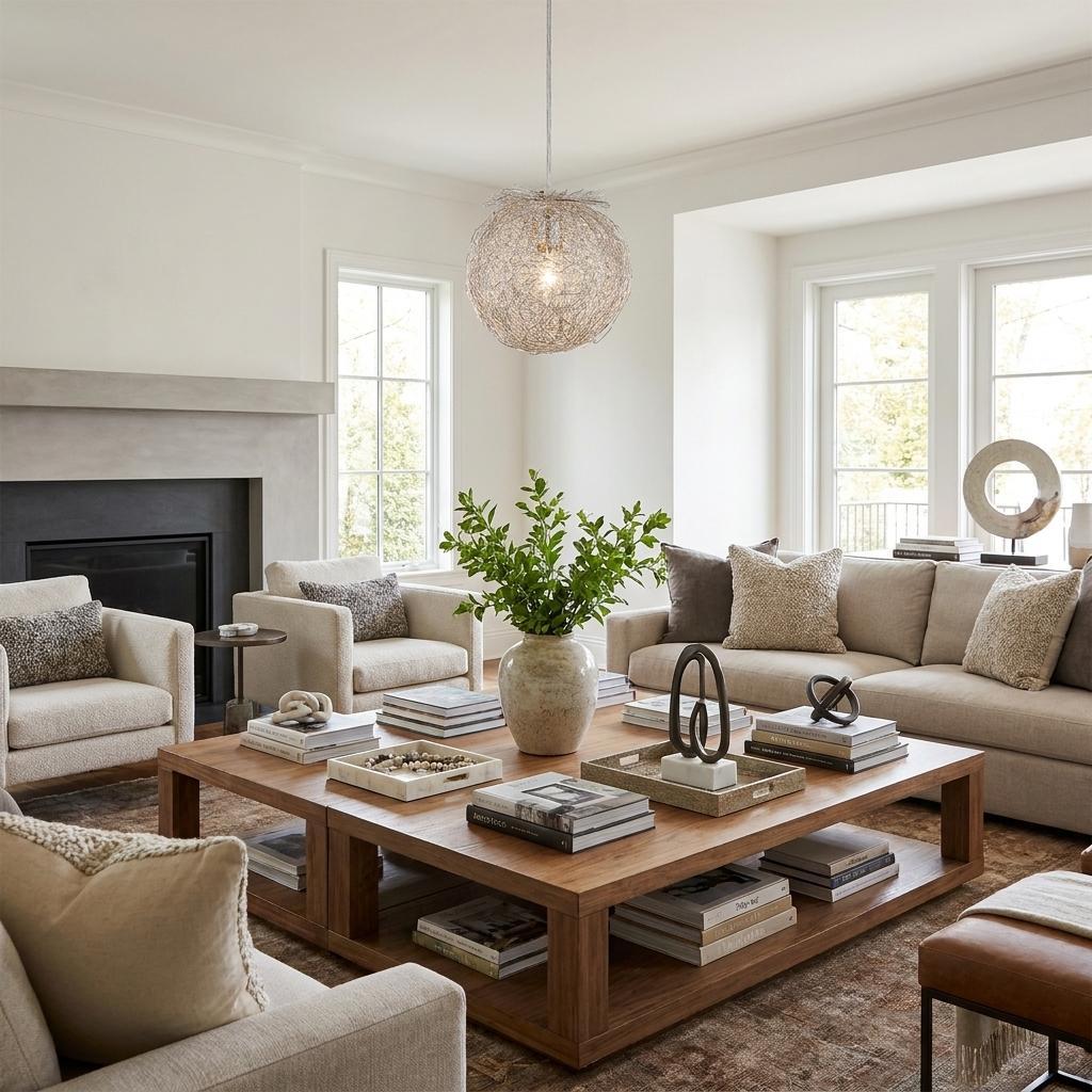White Ceiling Light w/ Shades