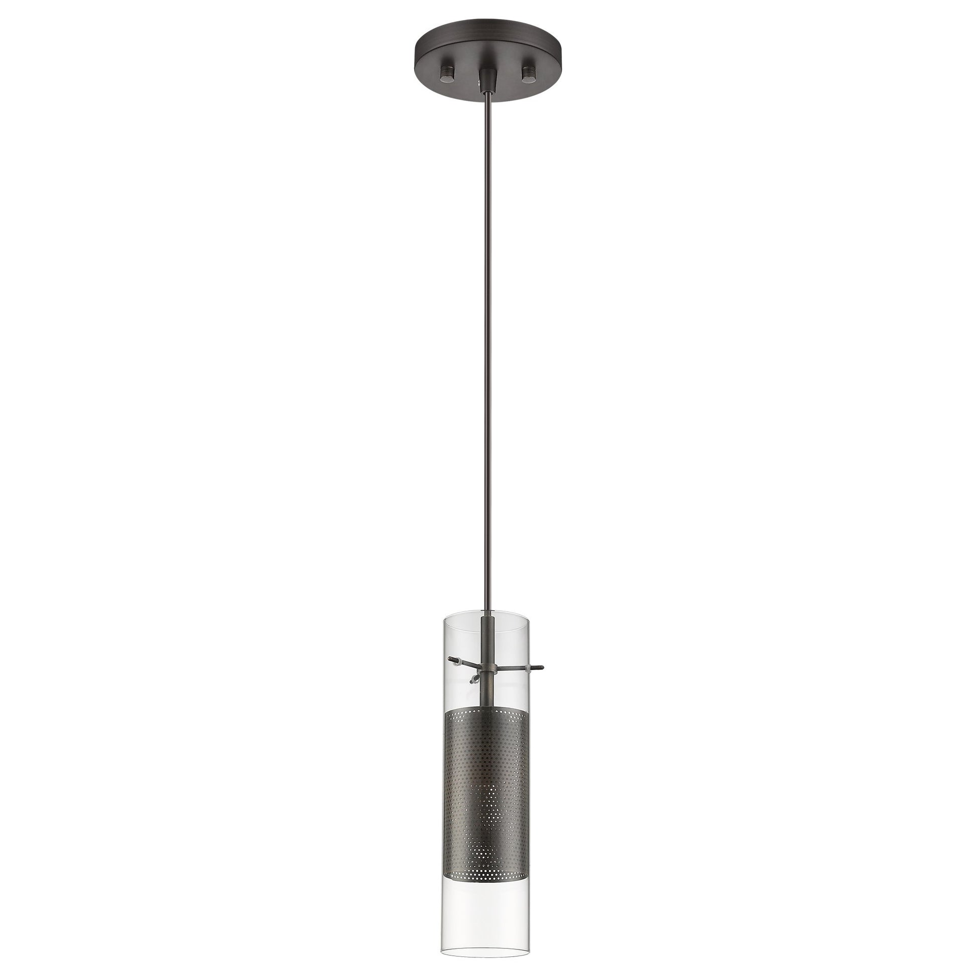 Glass & Bronze Mesh Shade Hanging Light