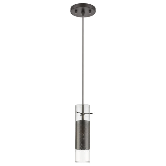 Glass & Bronze Mesh Shade Hanging Light