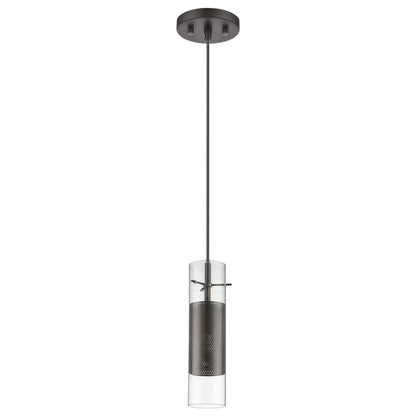 Glass & Bronze Mesh Shade Hanging Light
