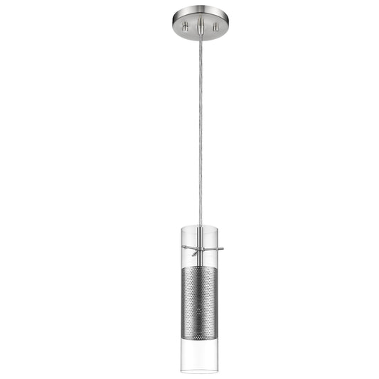 Glass & Silver Mesh Shade Hanging Light