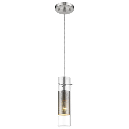 Glass & Silver Mesh Shade Hanging Light