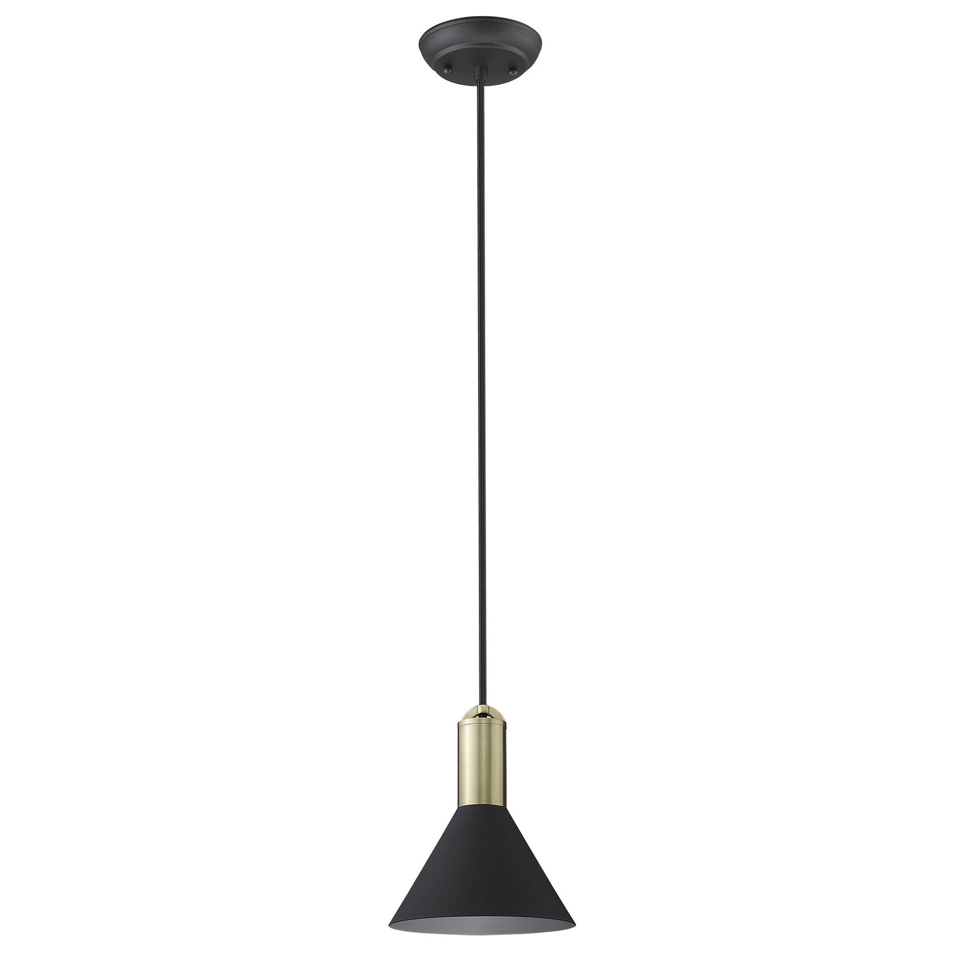Matte Black & Gold Conical Pendant Hanging Light
