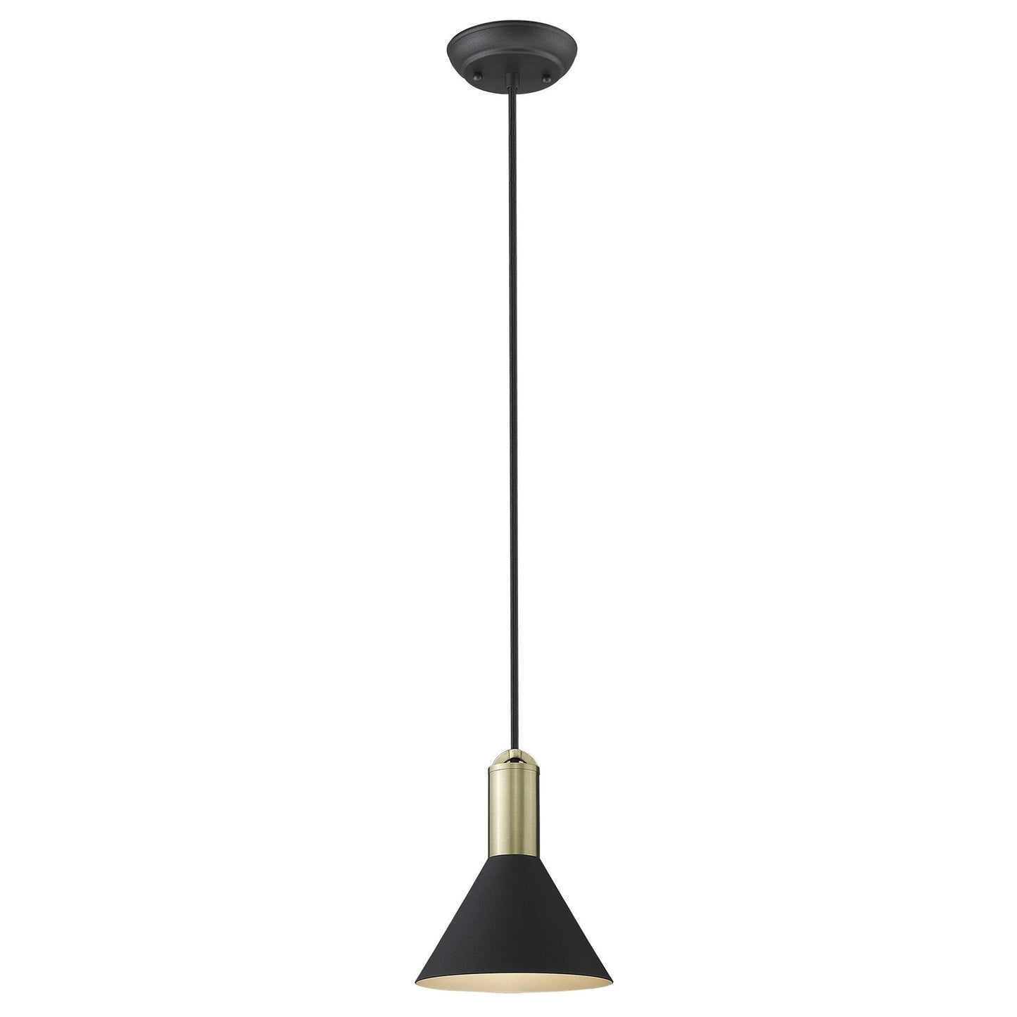 Matte Black & Gold Conical Pendant Hanging Light