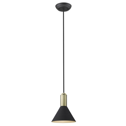 Matte Black & Gold Conical Pendant Hanging Light