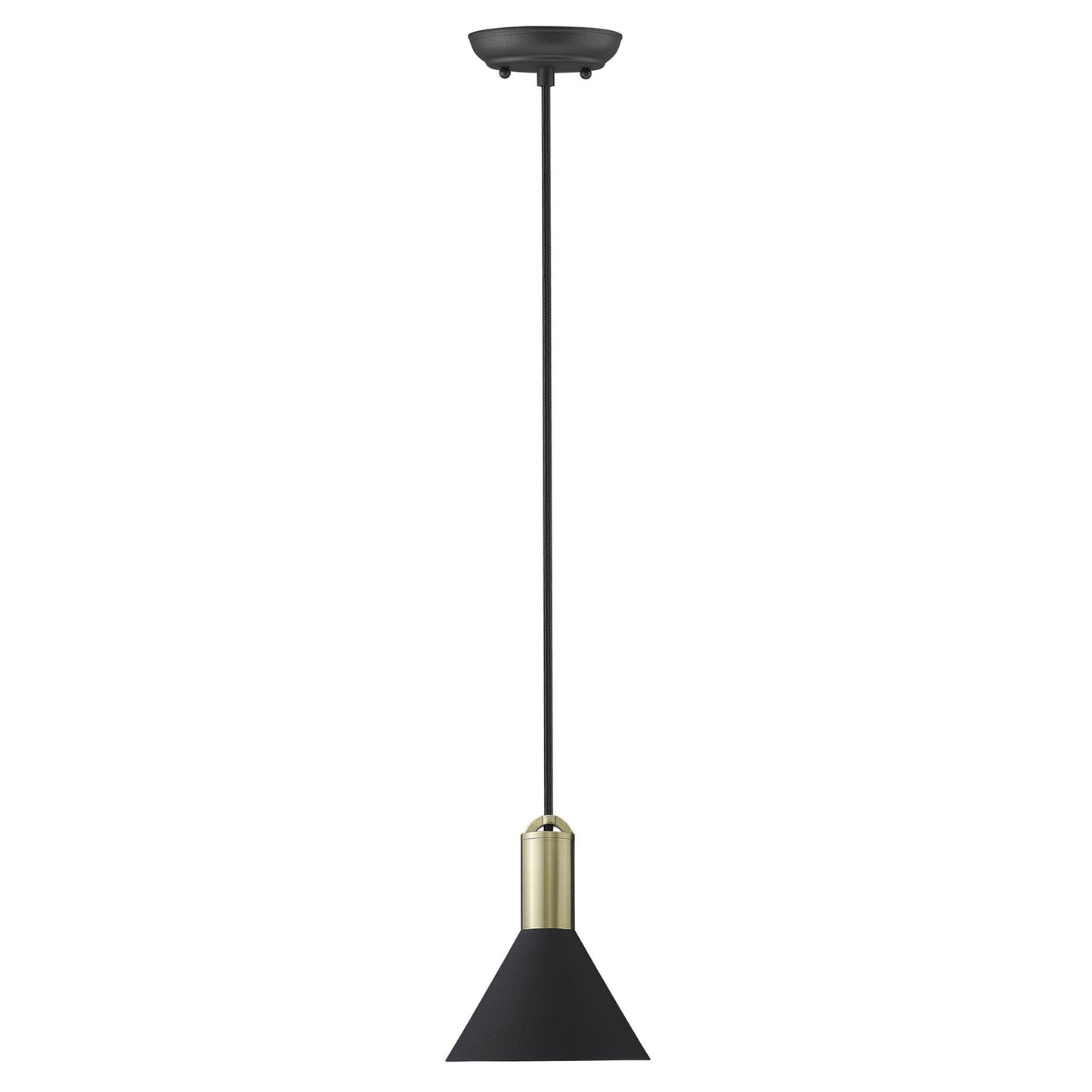 Matte Black & Gold Conical Pendant Hanging Light