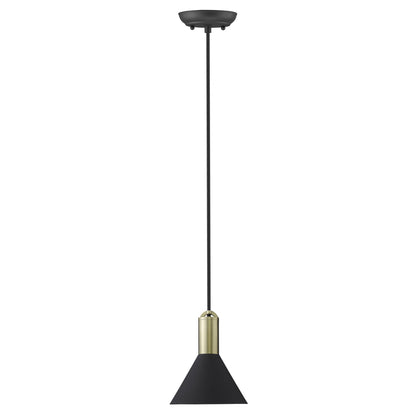 Matte Black & Gold Conical Pendant Hanging Light