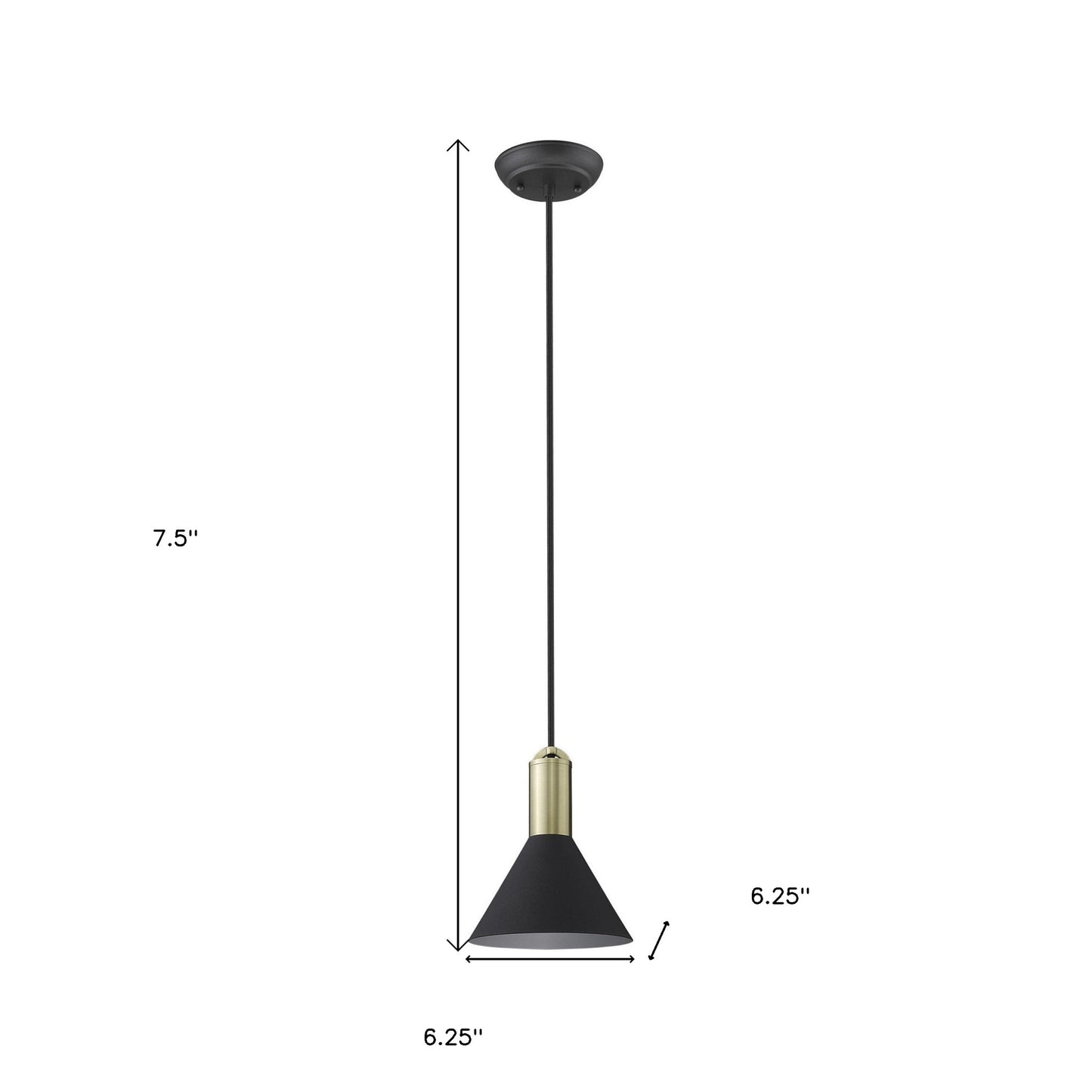 Matte Black & Gold Conical Pendant Hanging Light