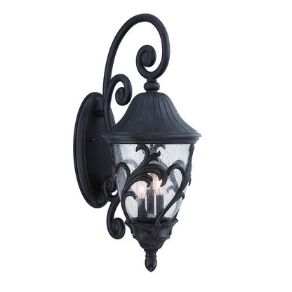 Three Light Matte Black Leaf Detail Wall Sconce