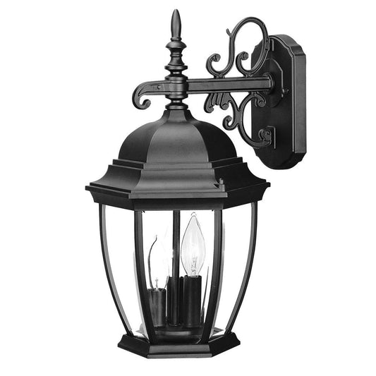 3 Light Matte Black Wide Hanging Lantern Wall Light