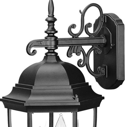 3 Light Matte Black Wide Hanging Lantern Wall Light