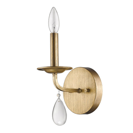Light Gold Wall Sconce w/ Crystal Accent
