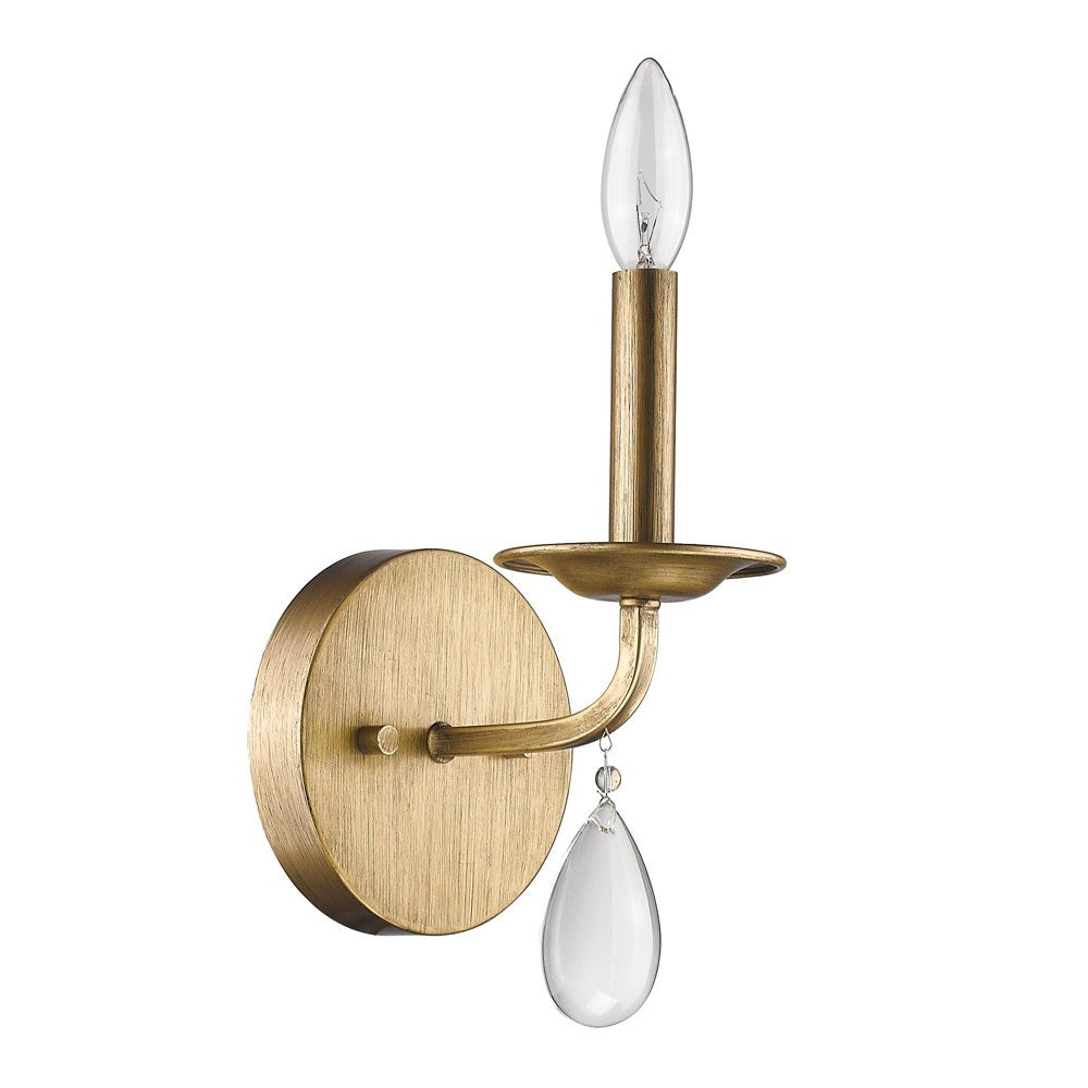 Light Gold Wall Sconce w/ Crystal Accent