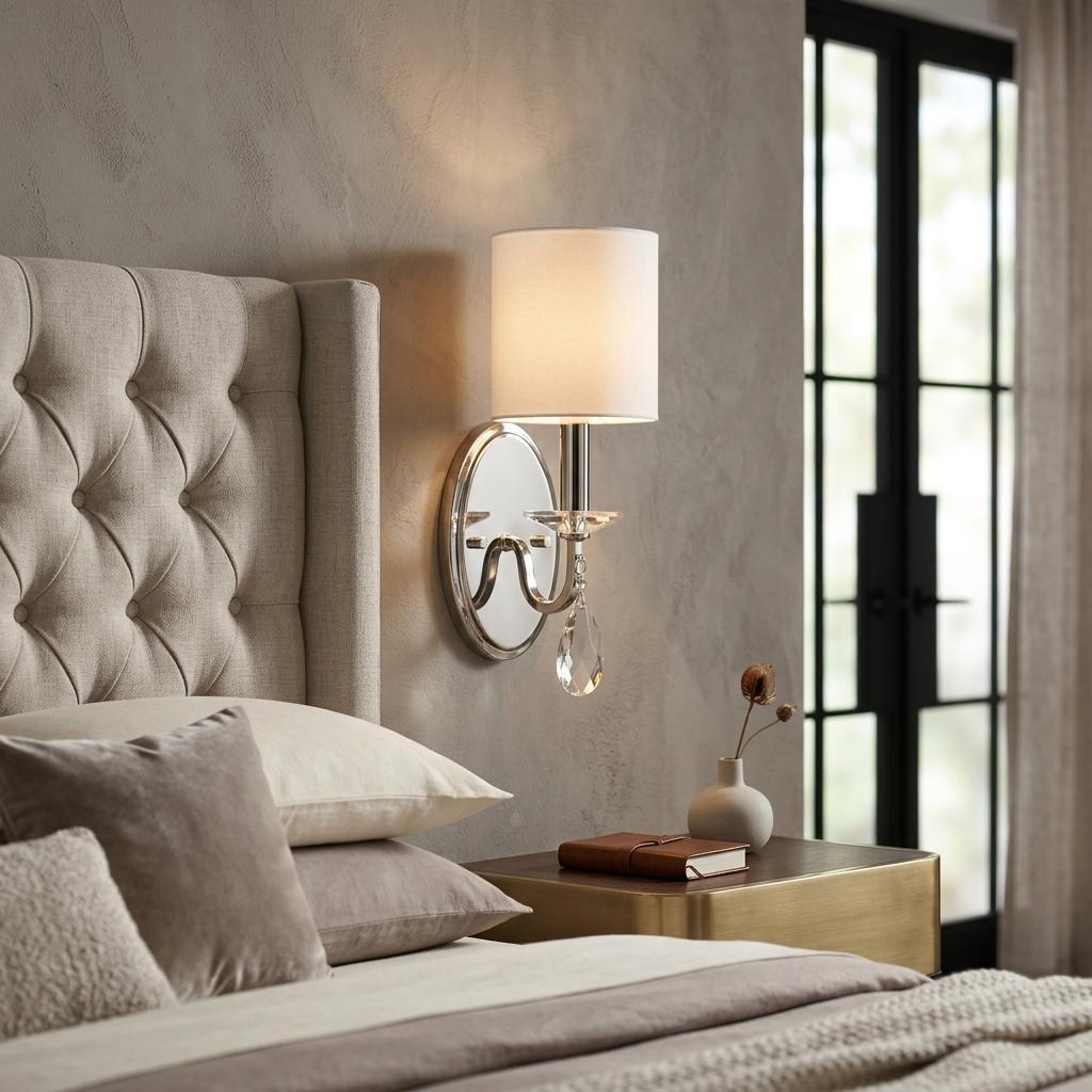Silver Three Light Wall Sconce w/ Shade