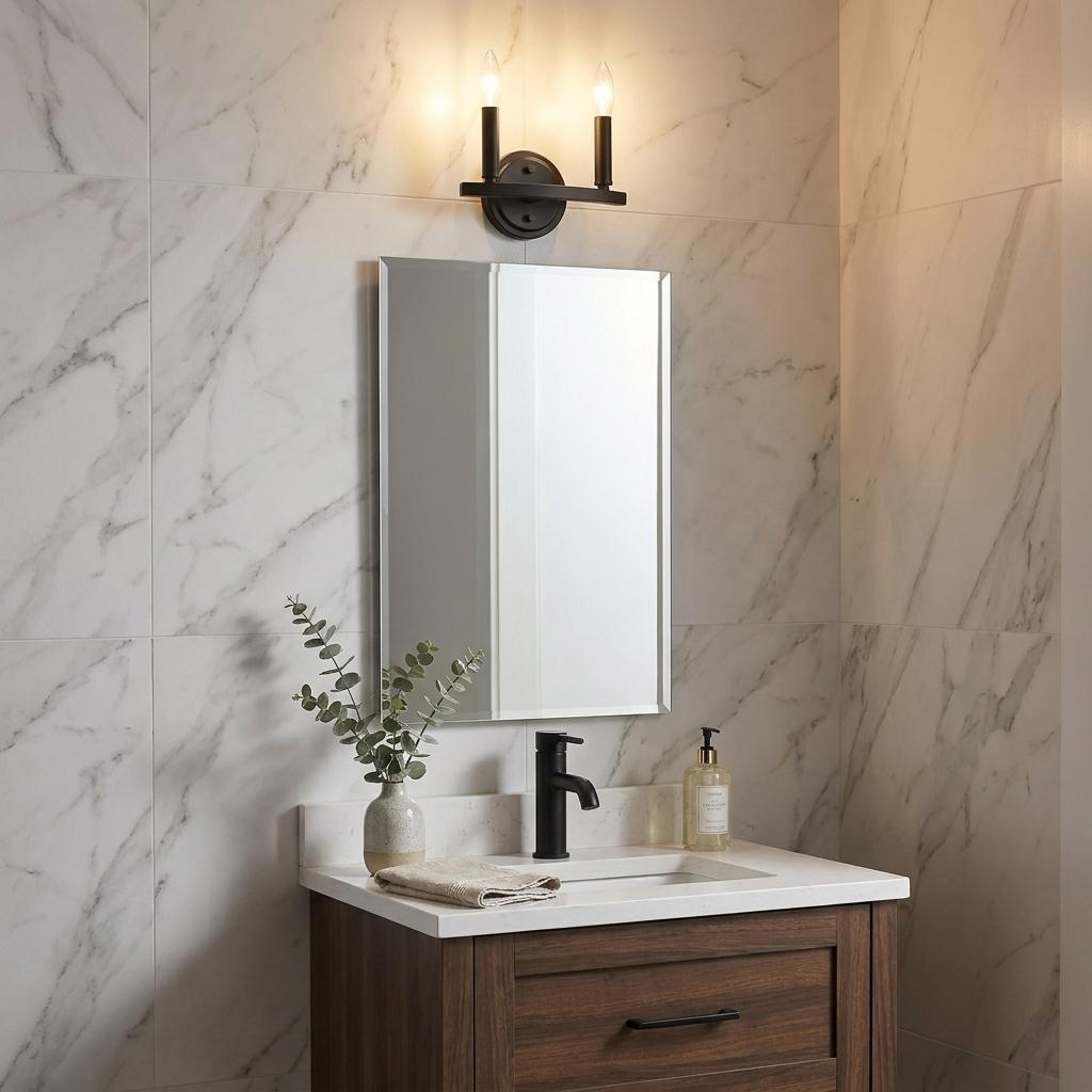 Two Light Matte Black Wall Sconce