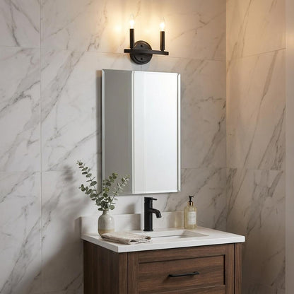 Two Light Matte Black Wall Sconce