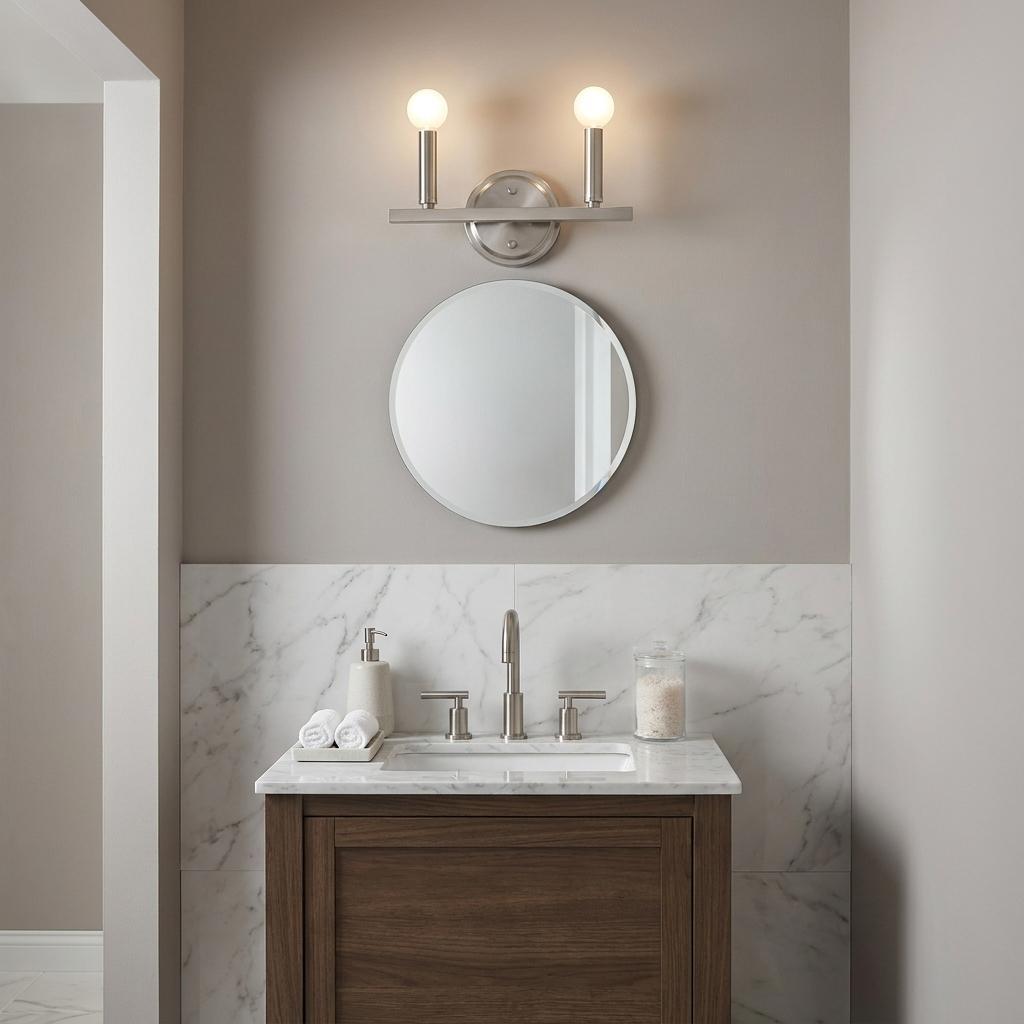 Two Light Silver Wall Sconce