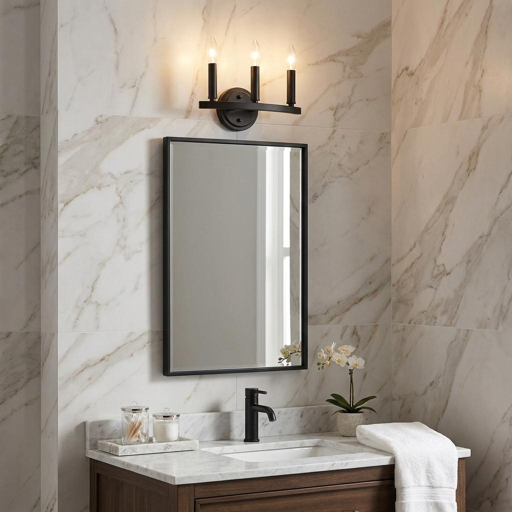 Three Light Matte Black Wall Sconce