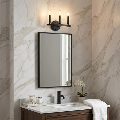 Three Light Matte Black Wall Sconce