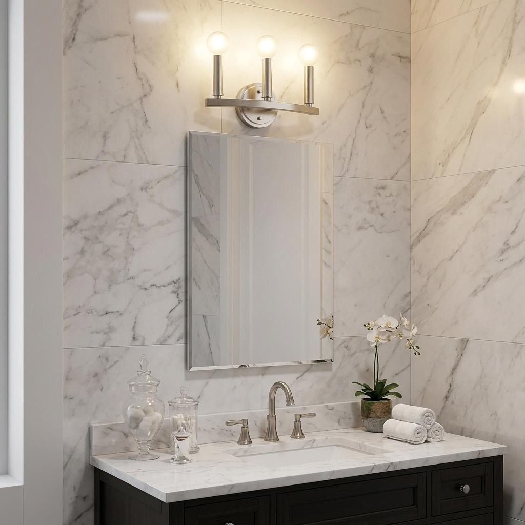 Three Light Silver Wall Sconce