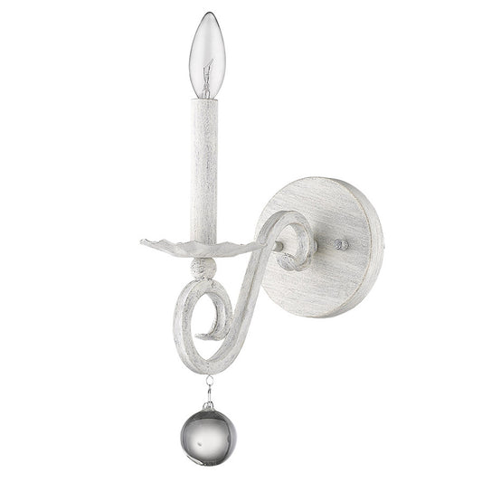 Modern Farmhouse Rustic White & Crystal Wall Sconce