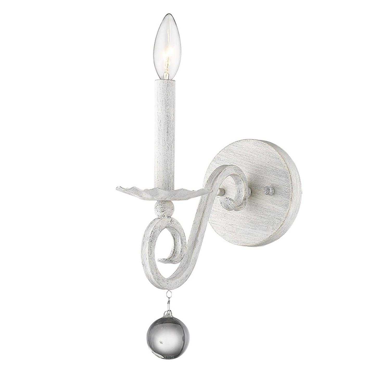 Modern Farmhouse Rustic White & Crystal Wall Sconce