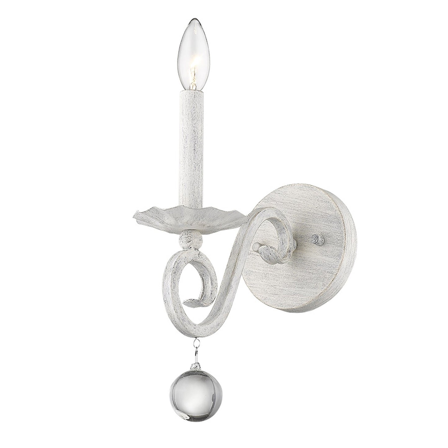 Modern Farmhouse Rustic White & Crystal Wall Sconce