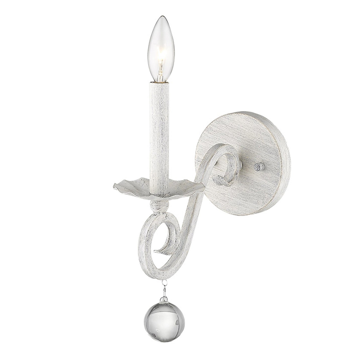 Modern Farmhouse Rustic White & Crystal Wall Sconce