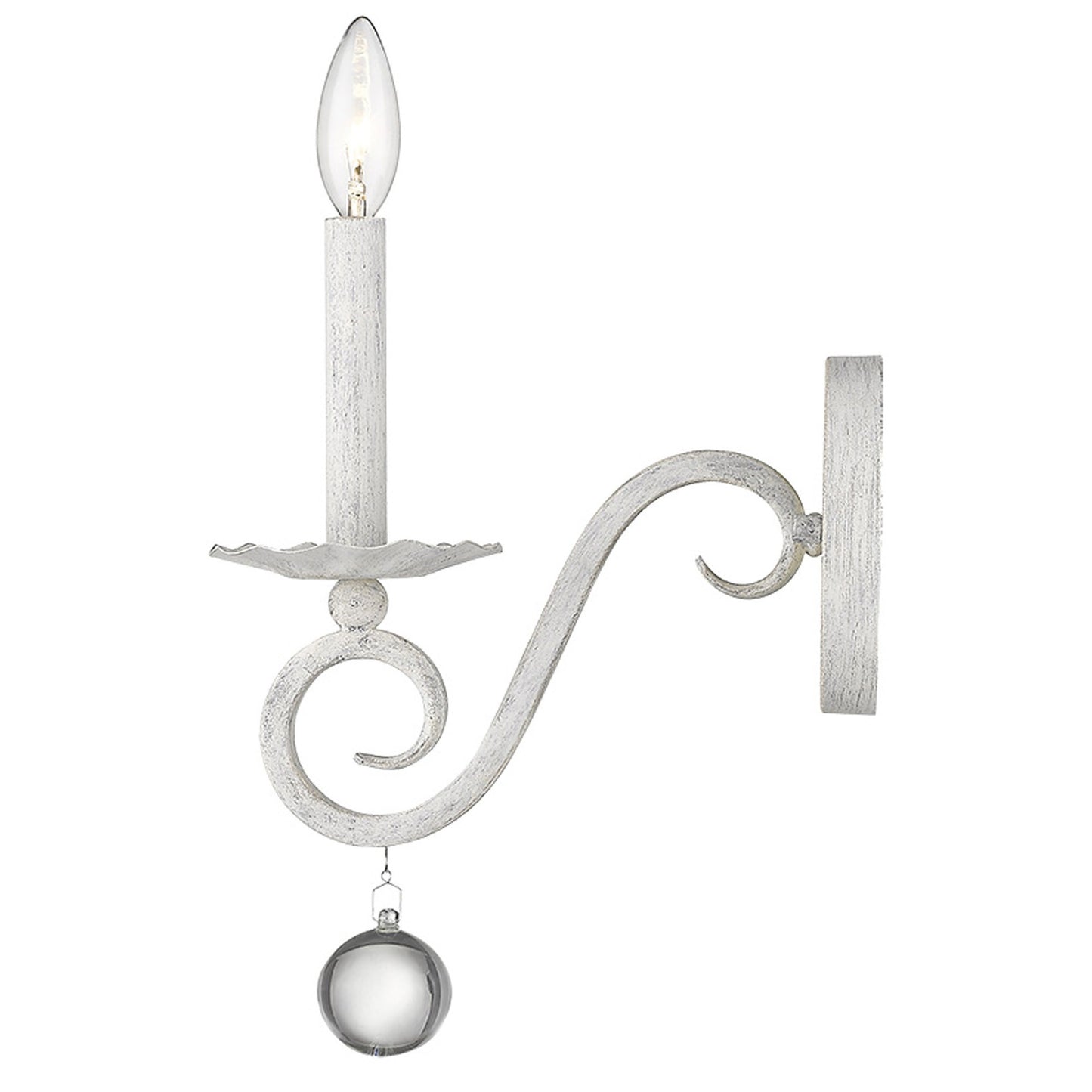 Modern Farmhouse Rustic White & Crystal Wall Sconce