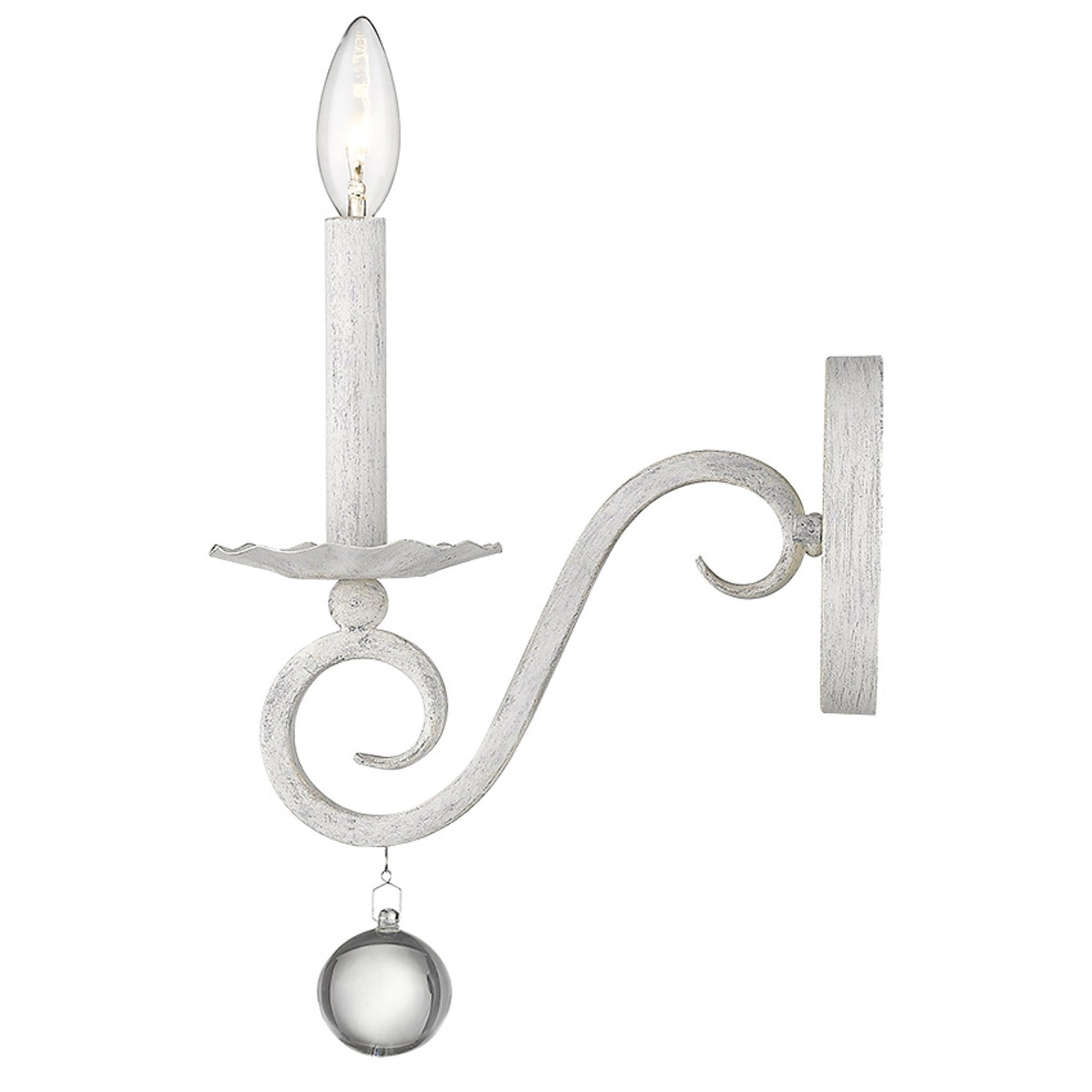 Modern Farmhouse Rustic White & Crystal Wall Sconce