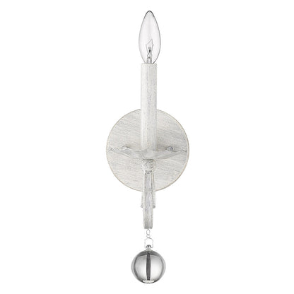 Modern Farmhouse Rustic White & Crystal Wall Sconce