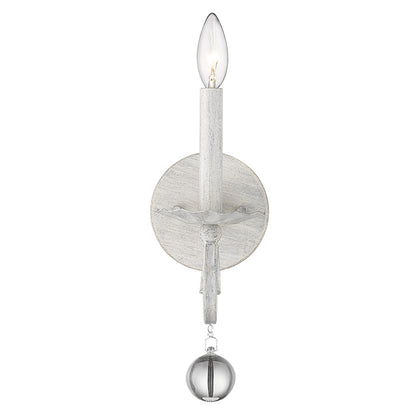 Modern Farmhouse Rustic White & Crystal Wall Sconce
