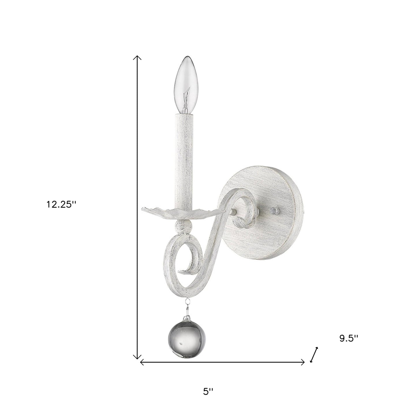 Modern Farmhouse Rustic White & Crystal Wall Sconce