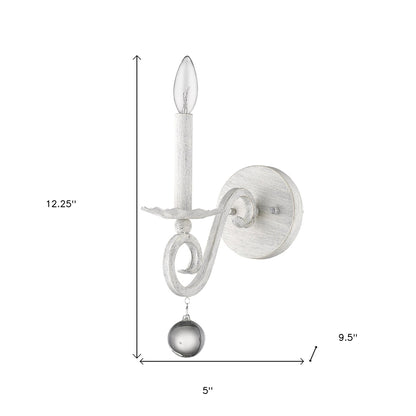 Modern Farmhouse Rustic White & Crystal Wall Sconce