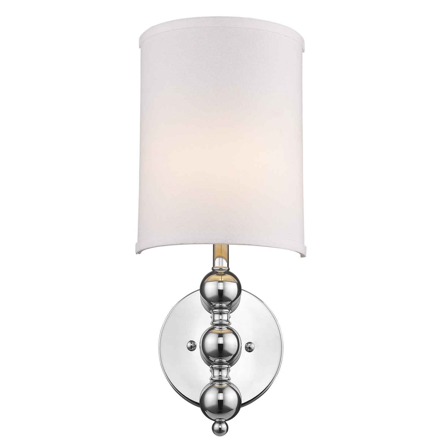 Silver Chrome Wall Light w/ Linen Shade