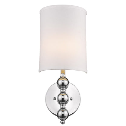 Silver Chrome Wall Light w/ Linen Shade