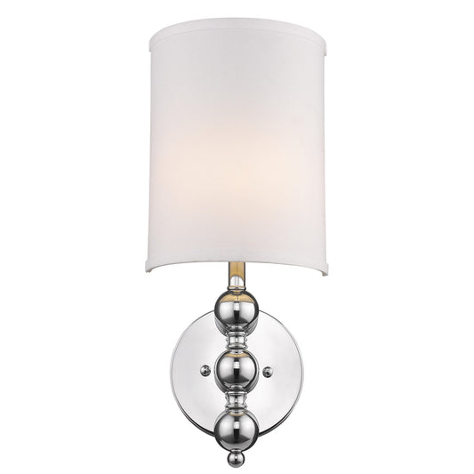 Silver Chrome Wall Light w/ Linen Shade