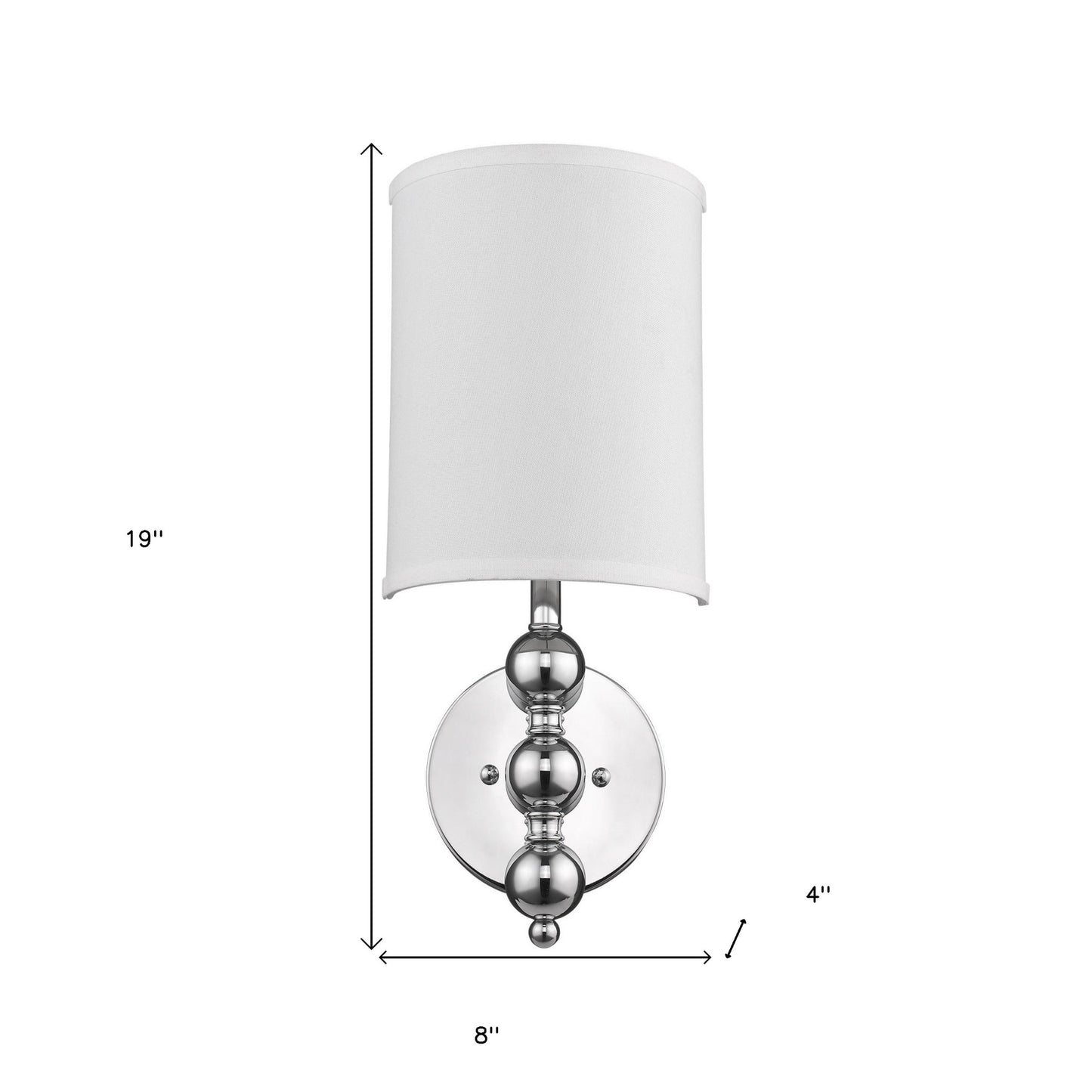 Silver Chrome Wall Light w/ Linen Shade