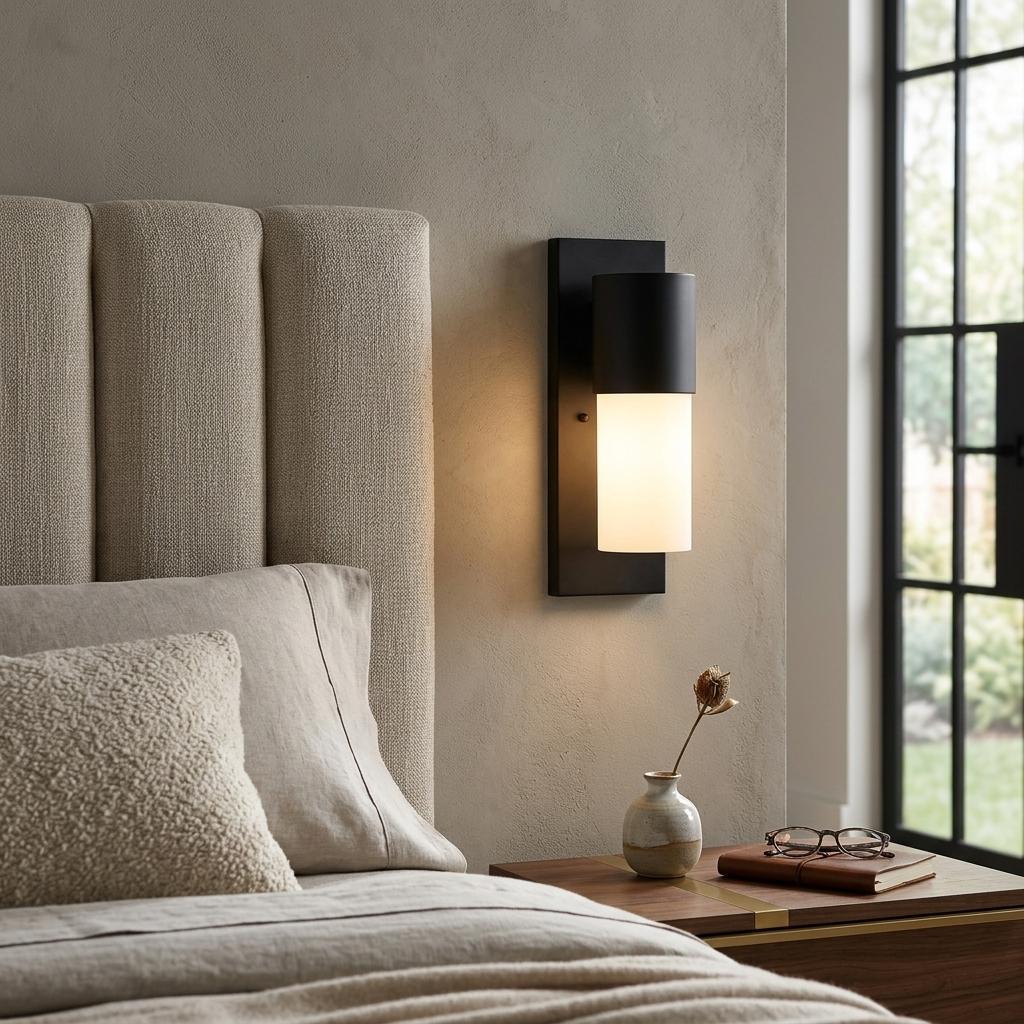 Contemporary Matte Black & White Wall Light