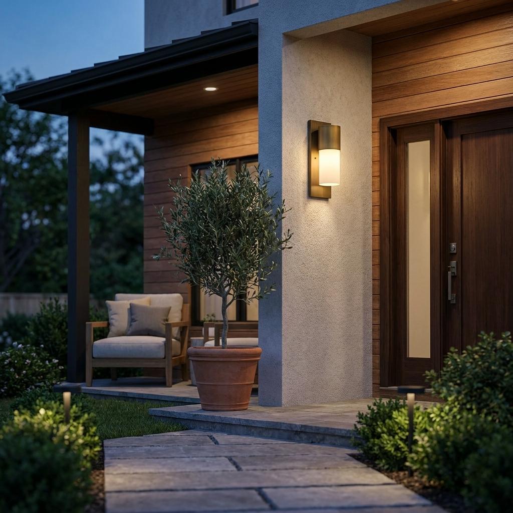 Contemporary Brushed Gold & White Wall Light