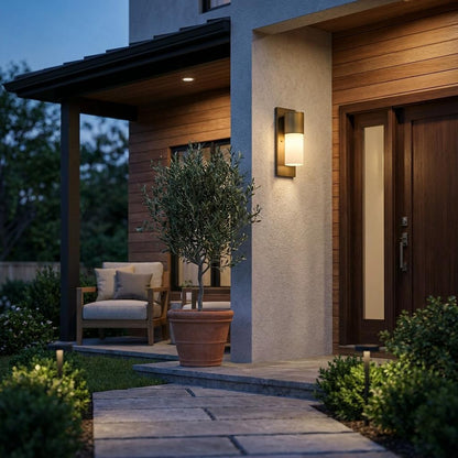Contemporary Brushed Gold & White Wall Light
