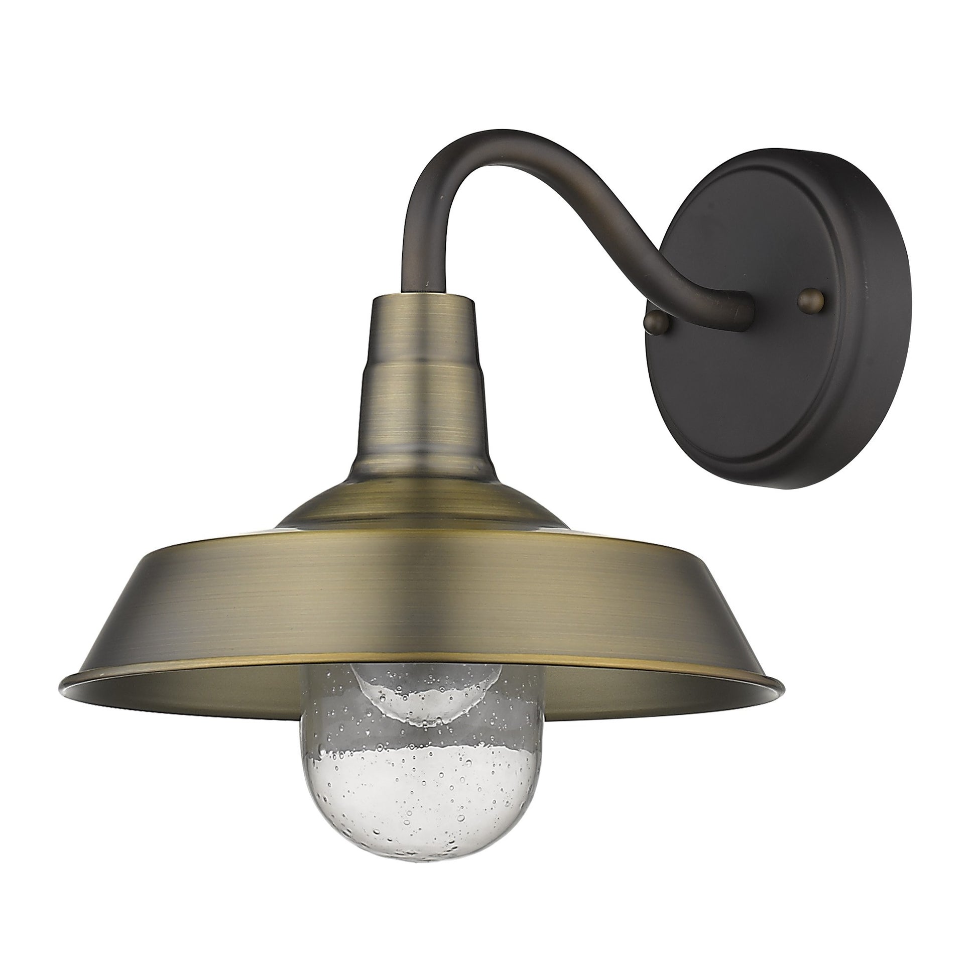 Brushed Gold Shallow Plate Shape Wall Sconce