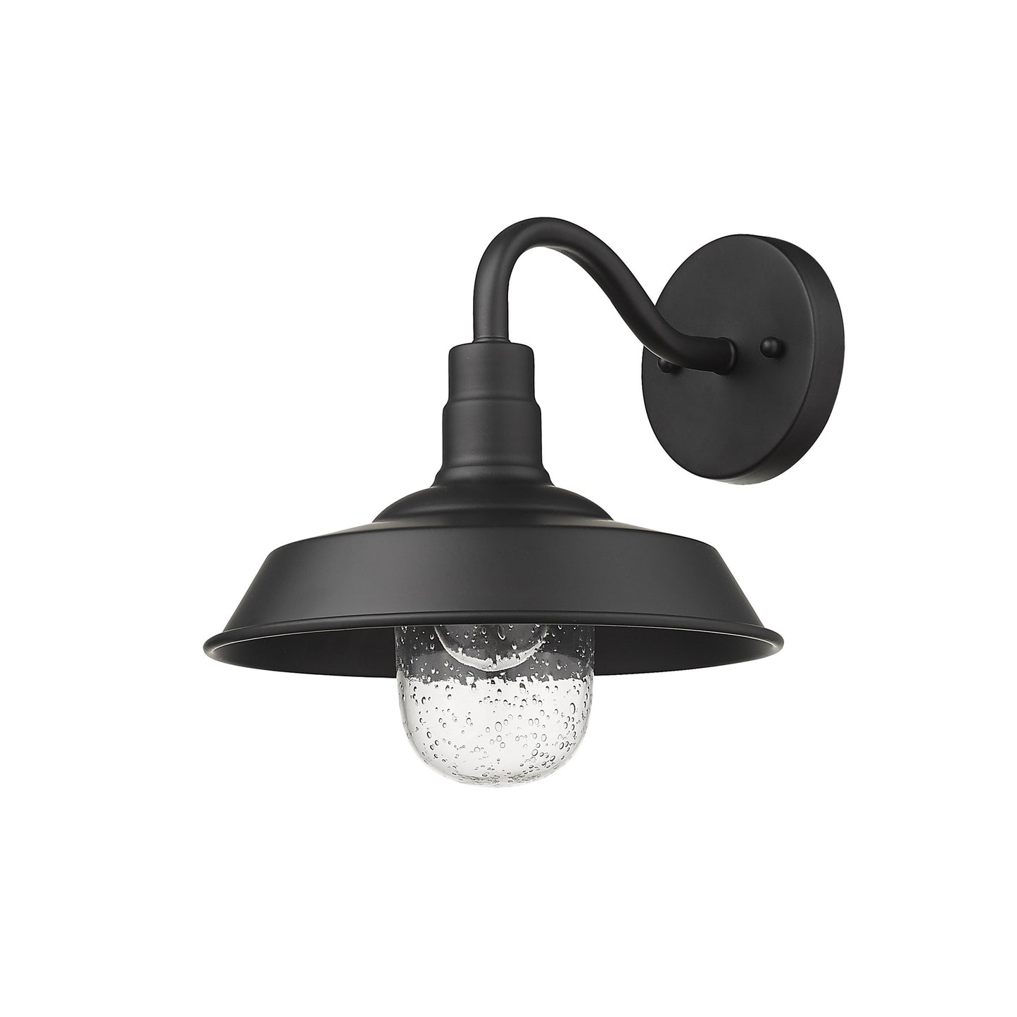 Matte Black Shallow Plate Shape Wall Sconce