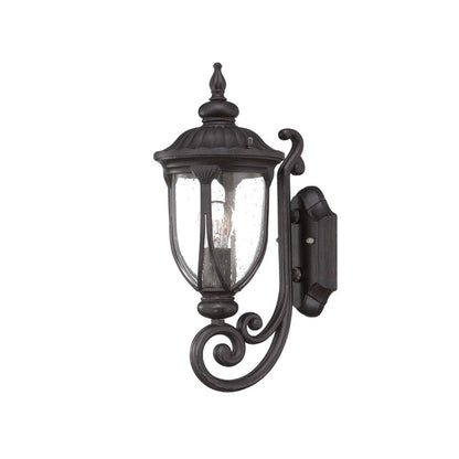 Black Cast Aluminum Glass Lantern Wall Sconce