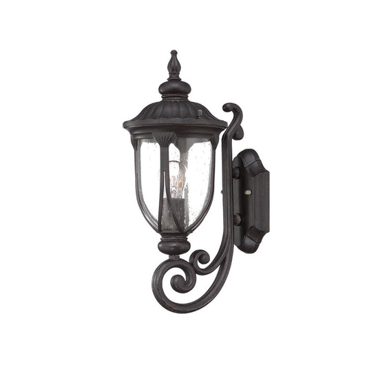 Black Cast Aluminum Glass Lantern Wall Sconce
