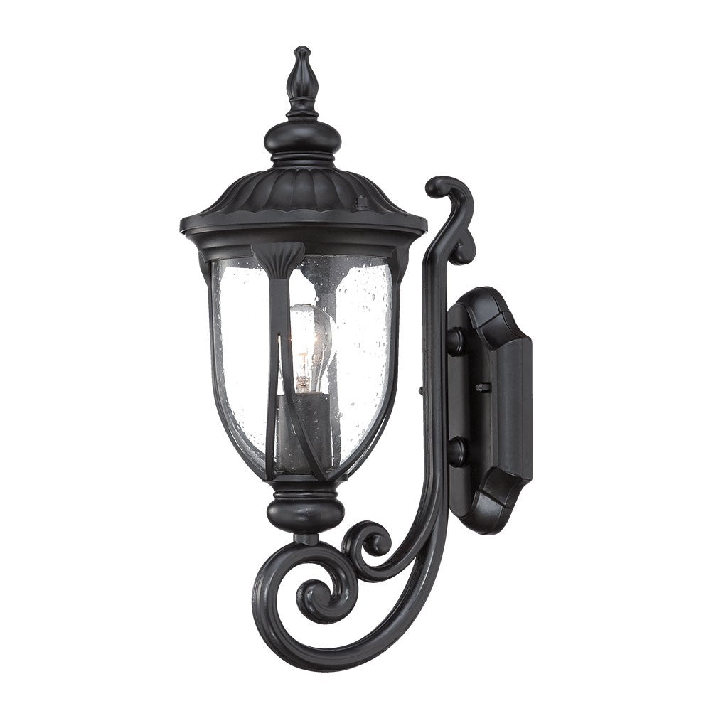Matte Black Cast Aluminum Glass Lantern Wall Sconce