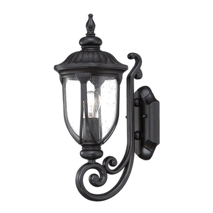 Matte Black Cast Aluminum Glass Lantern Wall Sconce