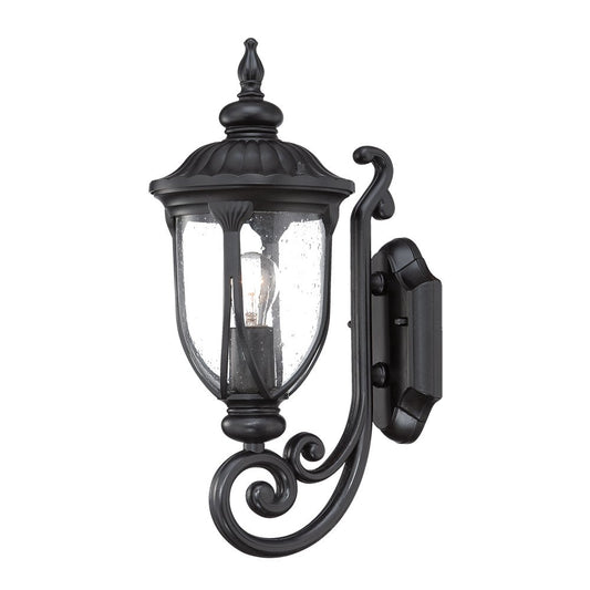 Matte Black Cast Aluminum Glass Lantern Wall Sconce